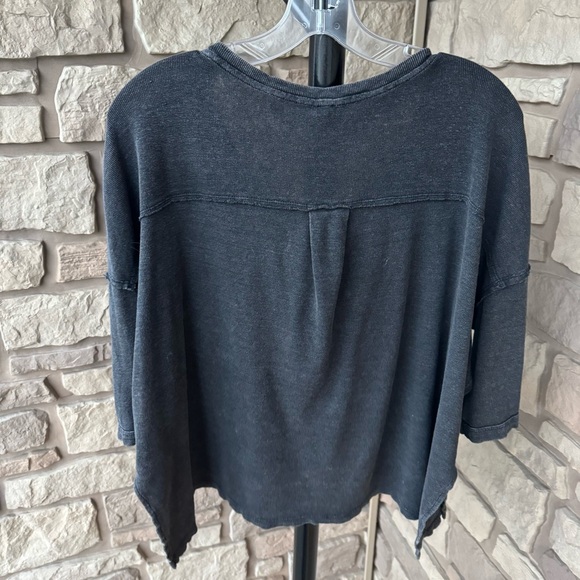 Free People We the Free Oversized Mineral Washed Henley Tee Shirt - Picture 2 of 6